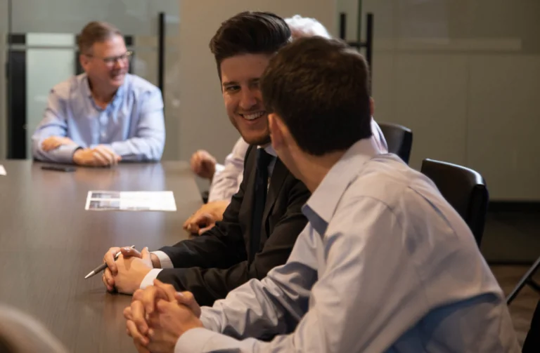 People talking at table