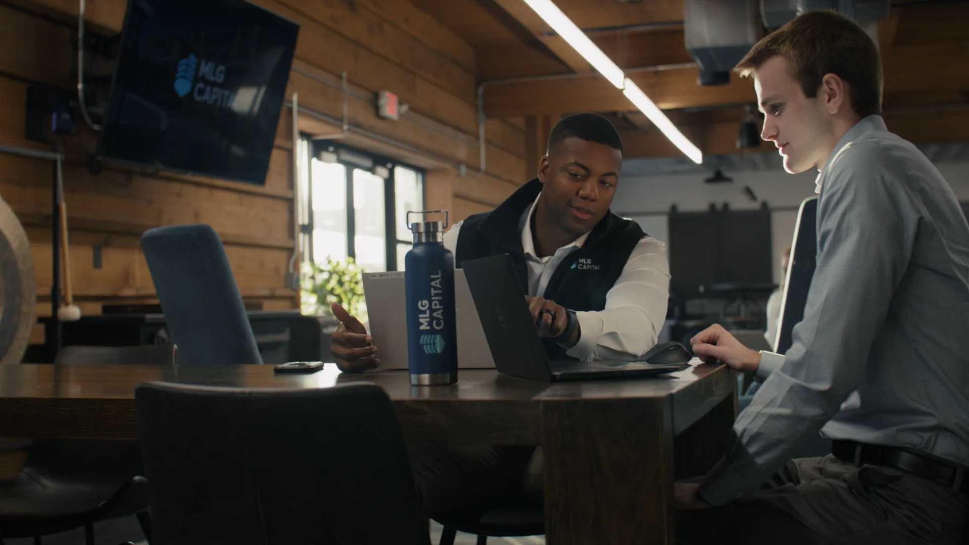 People talking at table