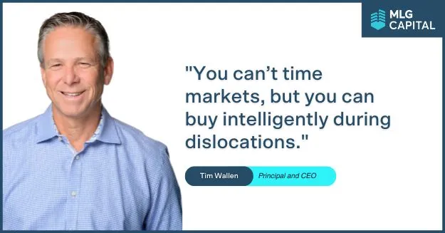 Quote from Tim Wallen. "You can’t time markets, but you can buy intelligently during dislocations."